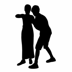 children playing, silhouette vector