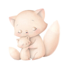 Mother's Day animals. Father's day animals. Cat family.