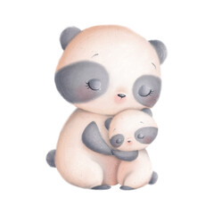 Mother's Day animals. Father's day animals. Panda family.