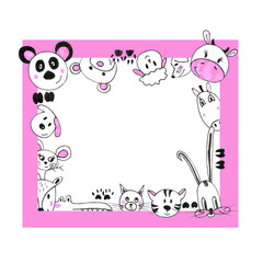 frame with a animals Pink and black frame