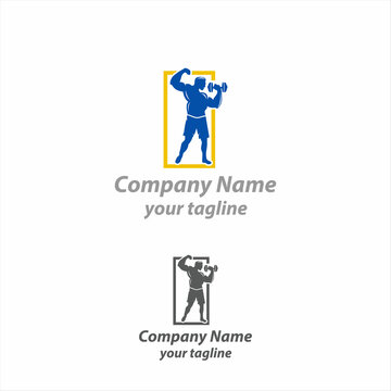 Man of fitness silhouette character vector design template,Fitness logo