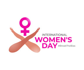 International women's day concept. Woman sign illustration background. 2022 International women's day campaign theme- #BreakTheBias