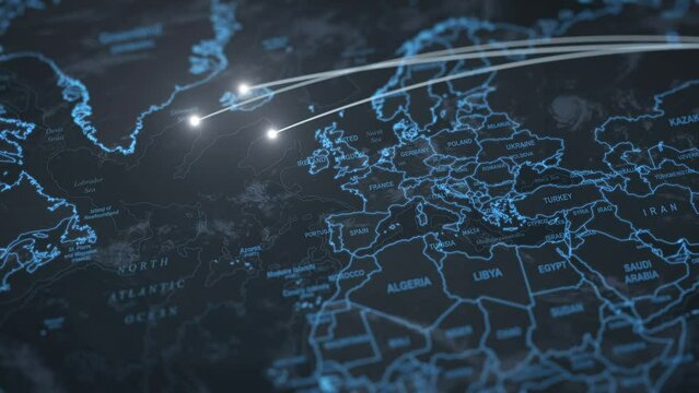 World War 3. Russia attacking United States of America with nuclear weapons animation.