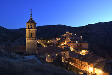 Fototapeta na wymiar night in the village of Albarracin, Teruel province, Aragona, Spain