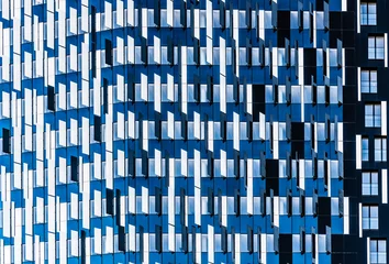 Fototapeten City of Brussels / Belgium - Blue rectangular abstract patterns, taken from a residentail contemporary apartment building © Werner