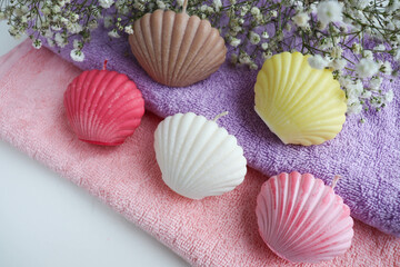 gift concept. set of handmade candles made from natural soy wax