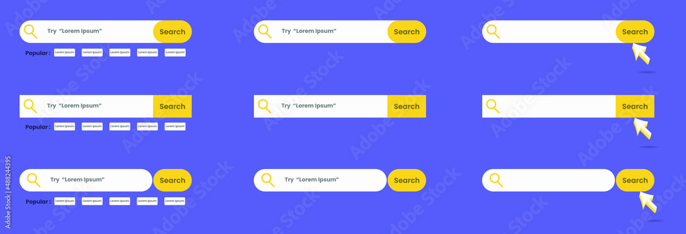 Wall mural set of search bar buttons for web design, ui ux, mobile programs