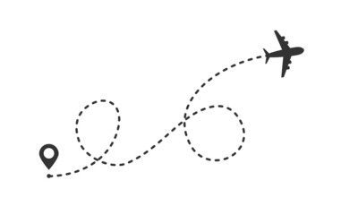 Aircraft tracking dotted line. Travel concept