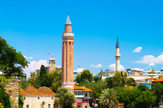 Panoramic view of Antalya Kaleici Old Town. Turkey