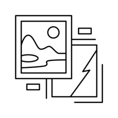 paintings museum exhibit line icon vector illustration