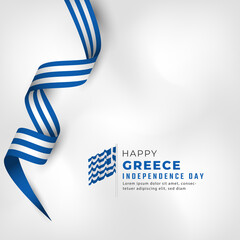 Happy Greece Independence Day March 25th Celebration Vector Design Illustration. Template for Poster, Banner, Advertising, Greeting Card or Print Design Element