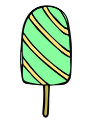Vector hand drawn ice cream illustration isolated on white backgrounds. Cute colorful dessert clipart. For print, web, design, decor, logo.