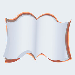 Illustration on a square background - open book, reading, literature. Design element of books, notebooks, postcards, interior items. Wallpapers, textiles, packaging, background for a website, mobile