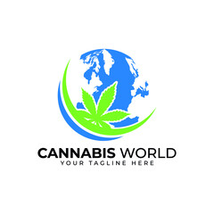 Obraz premium cannabis world logo design template for marijuana company