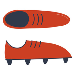 Football boots for playing on the field. Sports pair of shoes isolated on white background. Flat vector illustration isolated on white background. Eps10