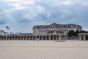 Fototapeta na wymiar Deauville casino building on the beach in Normandy, France
