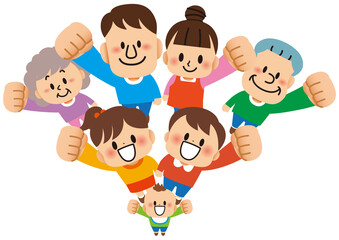 家族,親子,子供,家庭,両親,小学生,イラスト,小学校,幼児,ファミリー,人物,全身,人,夫婦,子ども,シニア,高齢者,赤ちゃん,三世代,父,母,祖父母,祖父,祖母,楽しい,かわいい,明るい,仲良し,元気,笑顔,バンザイ,幼稚園,保育園,お父さん,お母さん,おじいちゃん,おばあちゃん,大家族,老人,育児,団欒,ほのぼの,ママ,幸せ,嬉しい,おじいさん,パパ,孫,おとうさん
