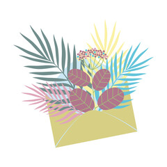 Palm leaves and yarrow in an envelope.