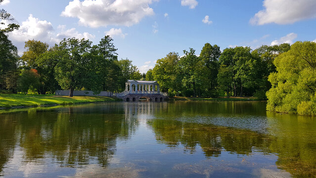 A view on a marble bridge in Saint Petersburg