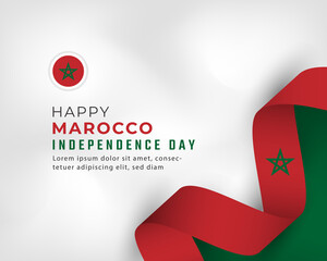 Obraz premium Happy Marocco Independence Day November 18th Celebration Vector Design Illustration. Template for Poster, Banner, Advertising, Greeting Card or Print Design Element