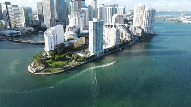 Beautiful high views from the coasts of Brickell, Miami. 