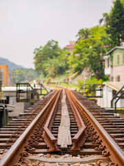 Fototapeta na wymiar Close up shot of the railway near Jing Tong area