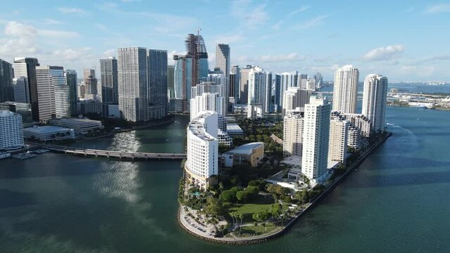 Beautiful high views from the coasts of Brickell, Miami. 