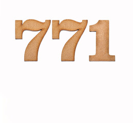 Number 771 - Piece of wood isolated on white background
