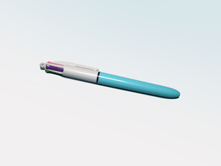 Milan, Italy; February 20, 2022: Four color ballpoint pen on white background