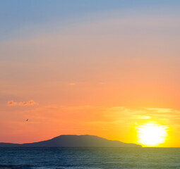Fototapeta na wymiar quiet sea bay at the sunrise