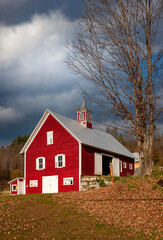 A red barn in rural Vermont near Strafford