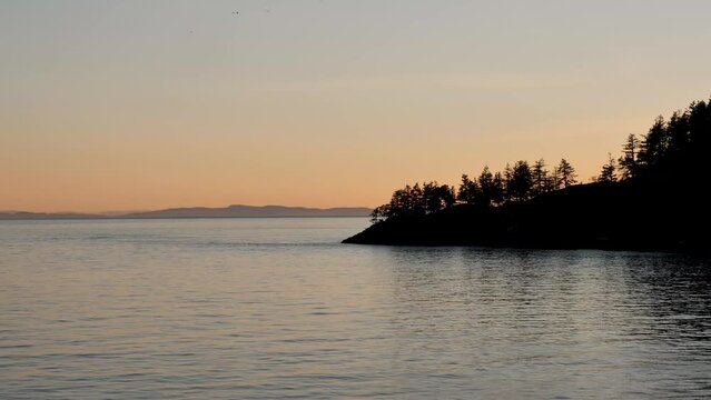 Sunset from a BC ferry looking towards Bowen Island, Vancouver Island and the Salish Sea