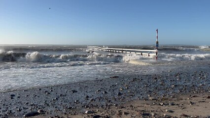 Storm Malik hits the coast of Helsingborg, Sweden with hurricane strength on 30 January 2022.