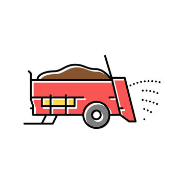 manure spreader farm machine color icon vector illustration