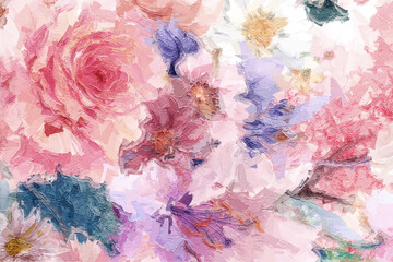 Abstract beautiful oil painting flower vintage illustration - 488258978