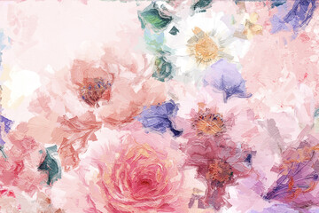 Abstract beautiful oil painting flower vintage illustration - 488258996