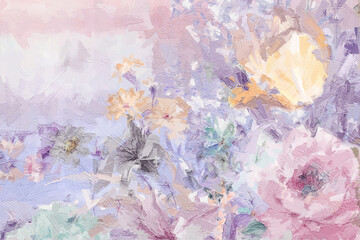 Abstract beautiful oil painting flower vintage illustration - 488258997