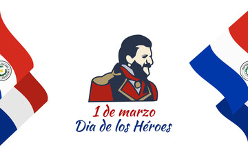Translation: March 1, Heroes Day. Heroes day of Paraguay vector illustration. Suitable for greeting card, poster and banner 