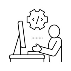programmer coding and development line icon vector illustration
