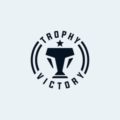 trophy logo with emblem design concept