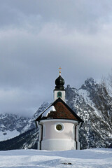 chapel near lautersee mittenwald alps