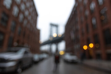 New York street scene blurry background 