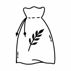 Bag of herb. Vector doodle illustration. Magic symbol.