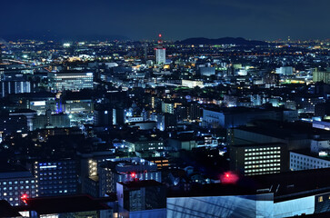 京都タワー展望室から見る京都市街地の夜景