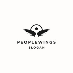 People wings icon flat design template 