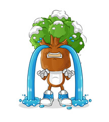 tree head cartoon crying illustration. character vector