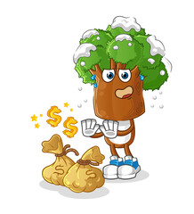 tree head cartoon refuse money illustration. character vector