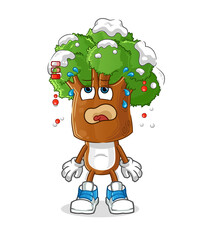 tree head cartoon low battery mascot. cartoon vector