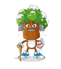 tree head cartoon white haired old man. character vector