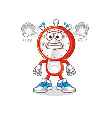 alarm clock head cartoon very angry mascot. cartoon vector
